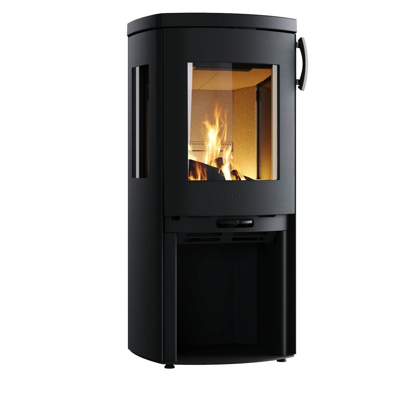 HETA Icon-Line Moderna V (m/integrert friskluft, støpejernsdør og sideglass)