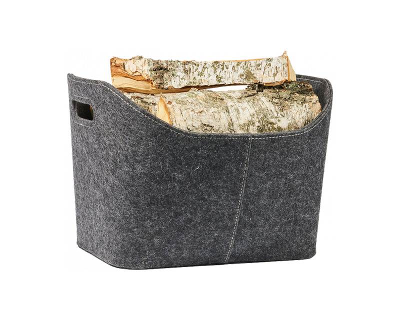 Vedkurv, grå filt