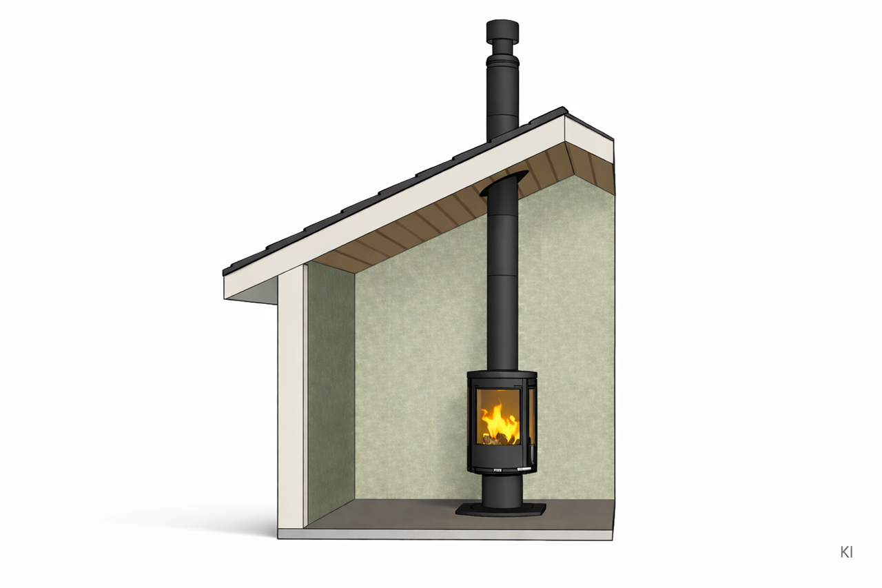 Peisovn og isolert stålpipe, totallengde 500 cm 150 /250 uiso - iso rør