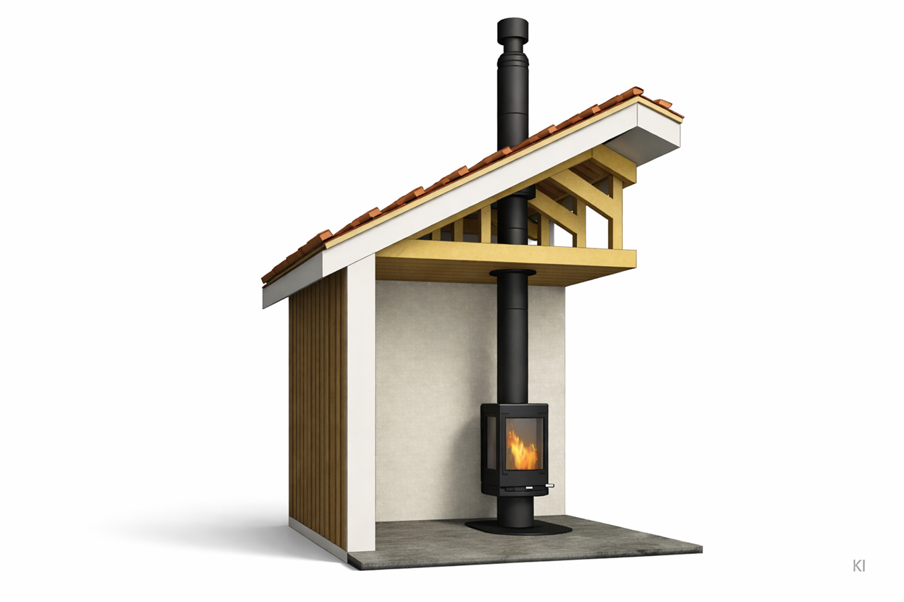 Westfire Uniq 36/37 + stålpipe m/ tilluft,(B) L 450 cm 